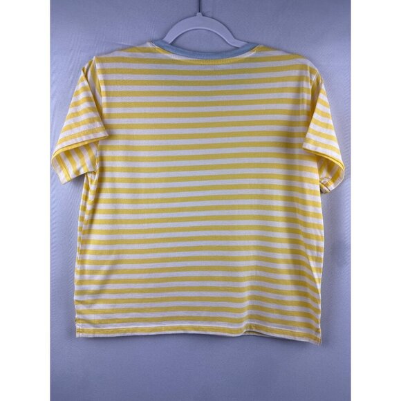 Free Assembly Yellow & White Striped Organic Cotton T-Shirt S - Picture 4 of 4